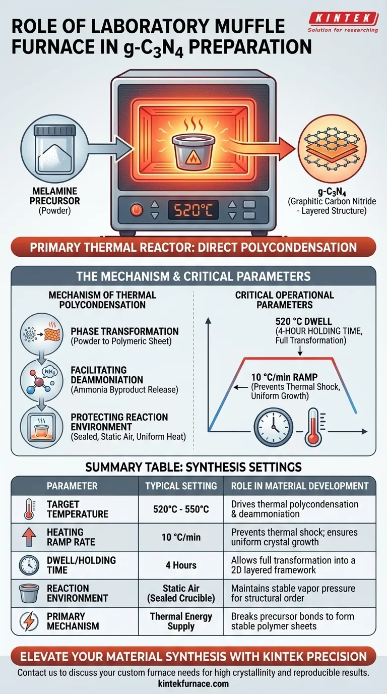 ¿Qué papel juega un horno mufla de laboratorio de alta temperatura en la preparación de g-C3N4? Optimice la síntesis ahora Guía Visual