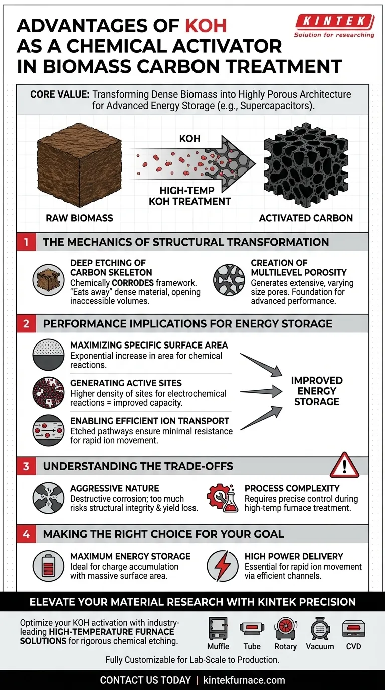 使用 KOH 作为化学活化剂的优点是什么？ 增强生物质碳的表面积和孔隙率 图解指南