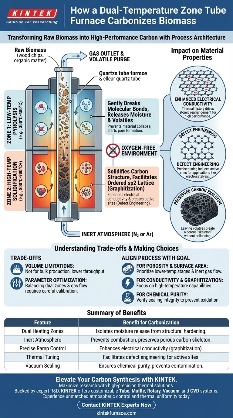 双温区管式炉如何促进生物质的碳化？精密材料工程 图解指南