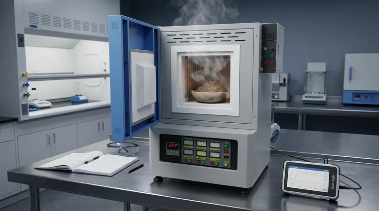 ¿Por qué se utiliza un horno mufla para el tratamiento térmico primario a 250 °C? Optimice la estructura de su catalizador de perovskita