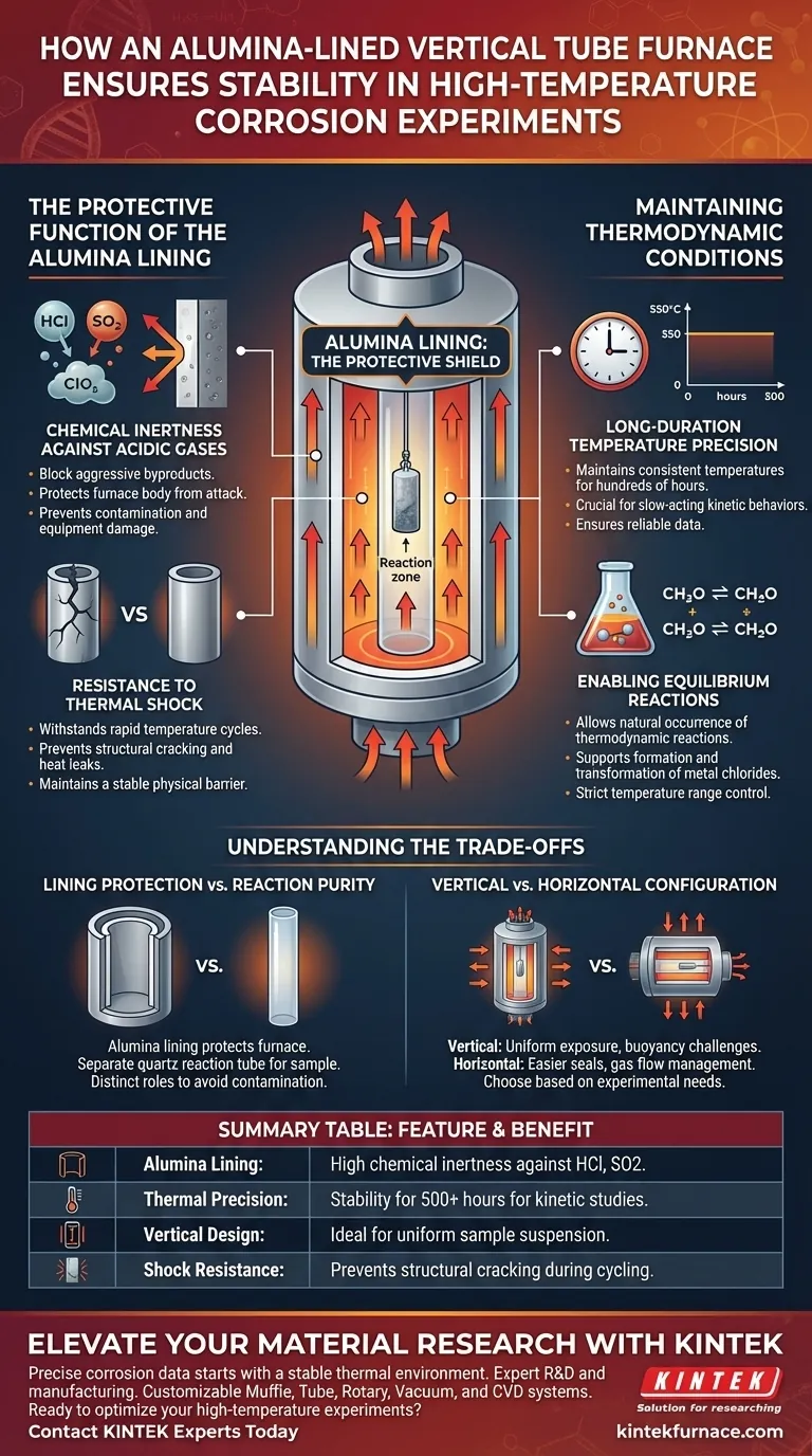 氧化铝内衬的立式管式炉如何为腐蚀实验提供稳定的环境？获取专家数据 图解指南
