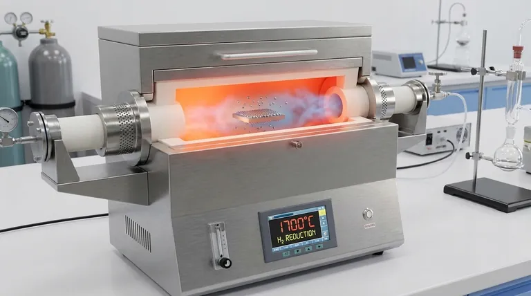 실험실 튜브 퍼니스에서의 수소 환원 공정이 니켈 종의 석출을 어떻게 촉진합니까?