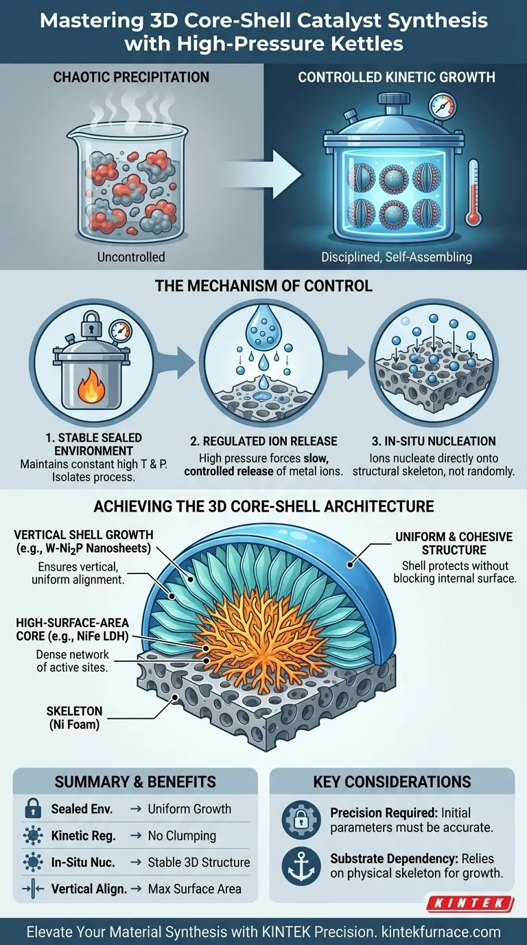 高圧反応ケトルはどのようにして3Dコアシェル構造の形成を促進するのでしょうか？ 水熱触媒合成のマスター ビジュアルガイド