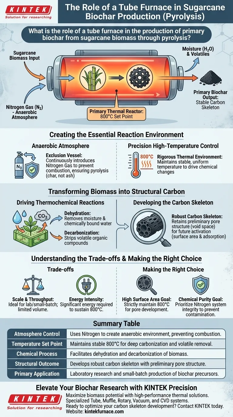 일차 바이오차 생산에서 튜브 퍼니스의 역할은 무엇인가요? 전문가 사탕수수 열분해 통찰력 시각적 가이드