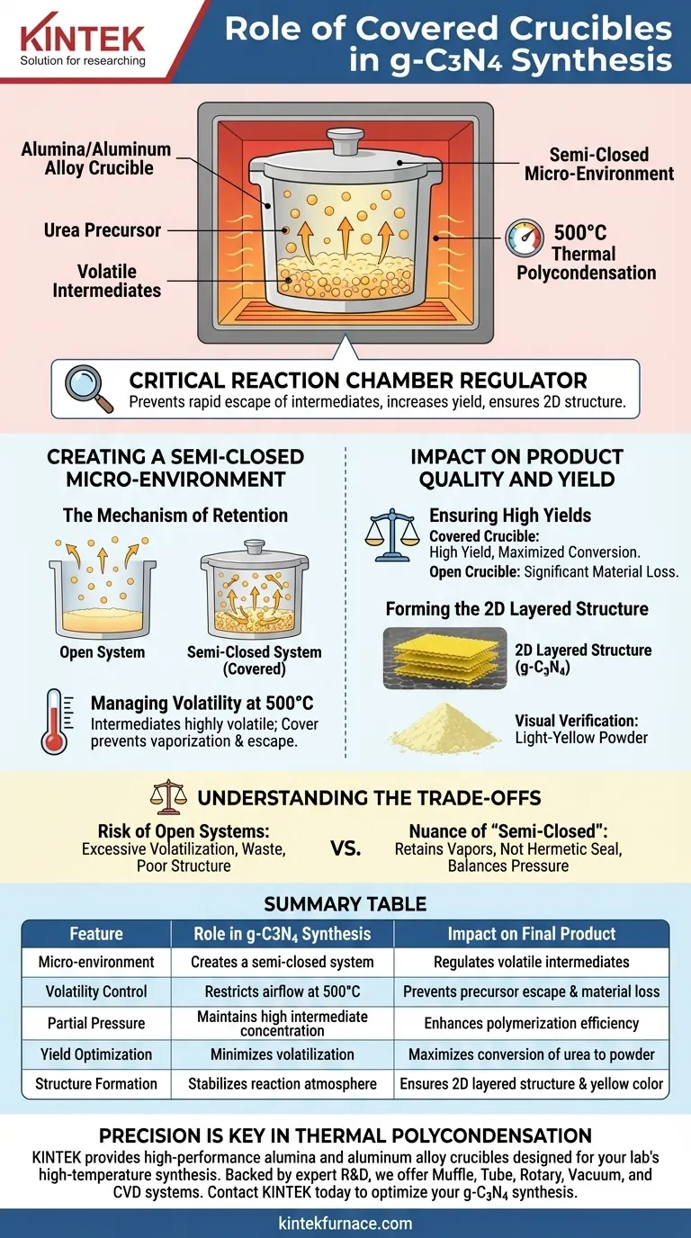 g-C3N4合成において、蓋付きのアルミナまたはアルミニウム合金るつぼはどのような役割を果たしますか？収率と品質を最大化する ビジュアルガイド