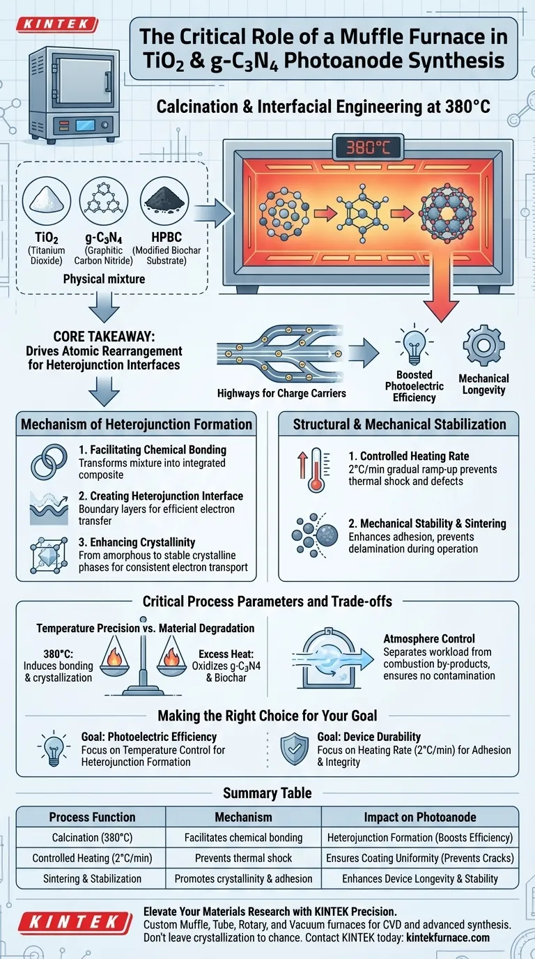 Qual é o papel de um forno mufla na formação final de um fotoanodo composto? Domine a Síntese de Heterojunções Guia Visual