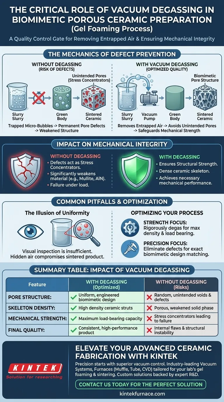 Qual é a importância do equipamento de desgaseificação a vácuo na espumação de gel? Garanta a Integridade Estrutural em Biocerâmicas Guia Visual