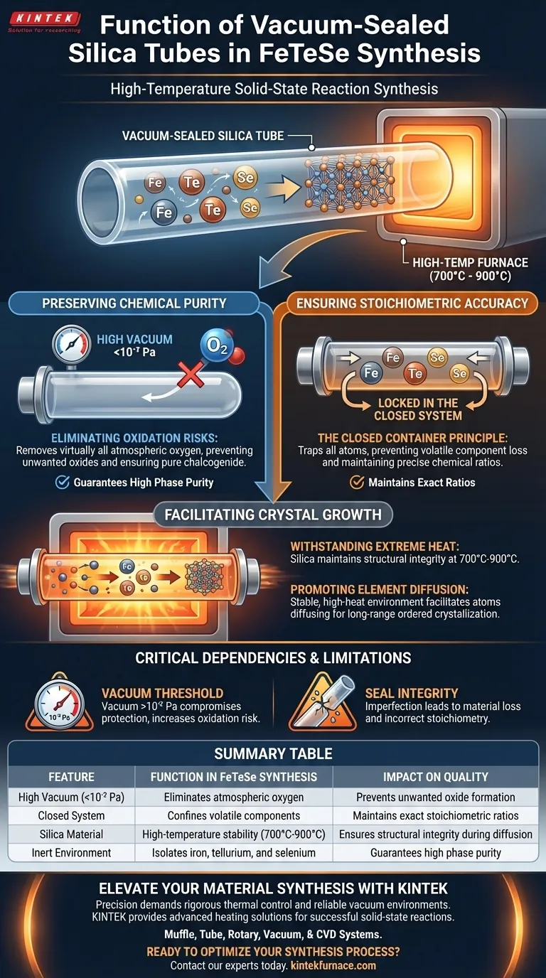 Qual é a função dos tubos de sílica selados a vácuo na síntese de FeTeSe? Garante Pureza & Estequiometria Precisa Guia Visual