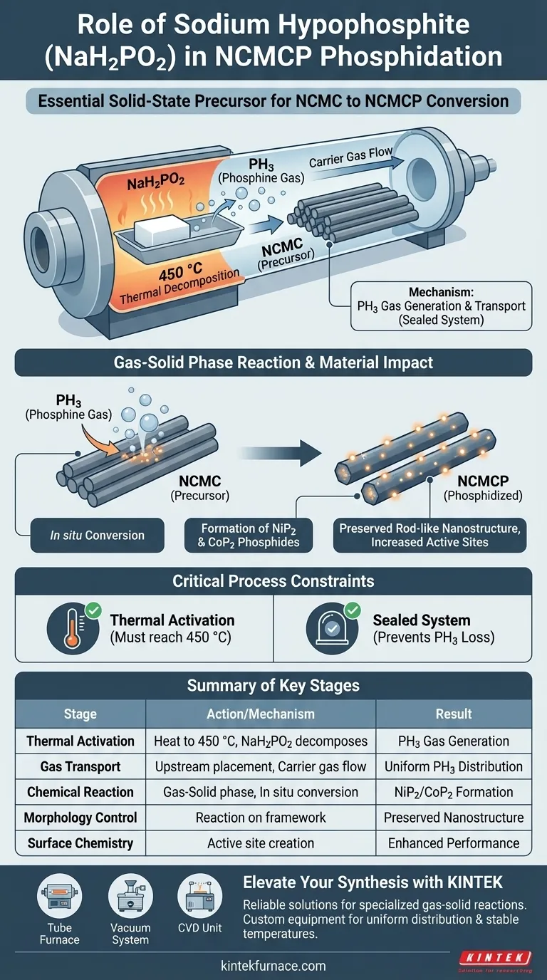 Welche Rolle spielt Natriumhypophosphit (NaH2PO2) in einem Rohrofen für NCMCP? Präzise Phosphidierung meistern Visuelle Anleitung