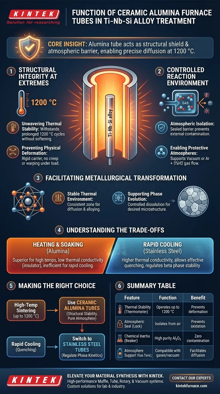Qual é a função dos tubos de forno de alumina cerâmica para ligas de Ti–Nb–Si? Papéis essenciais na sinterização e pureza Guia Visual