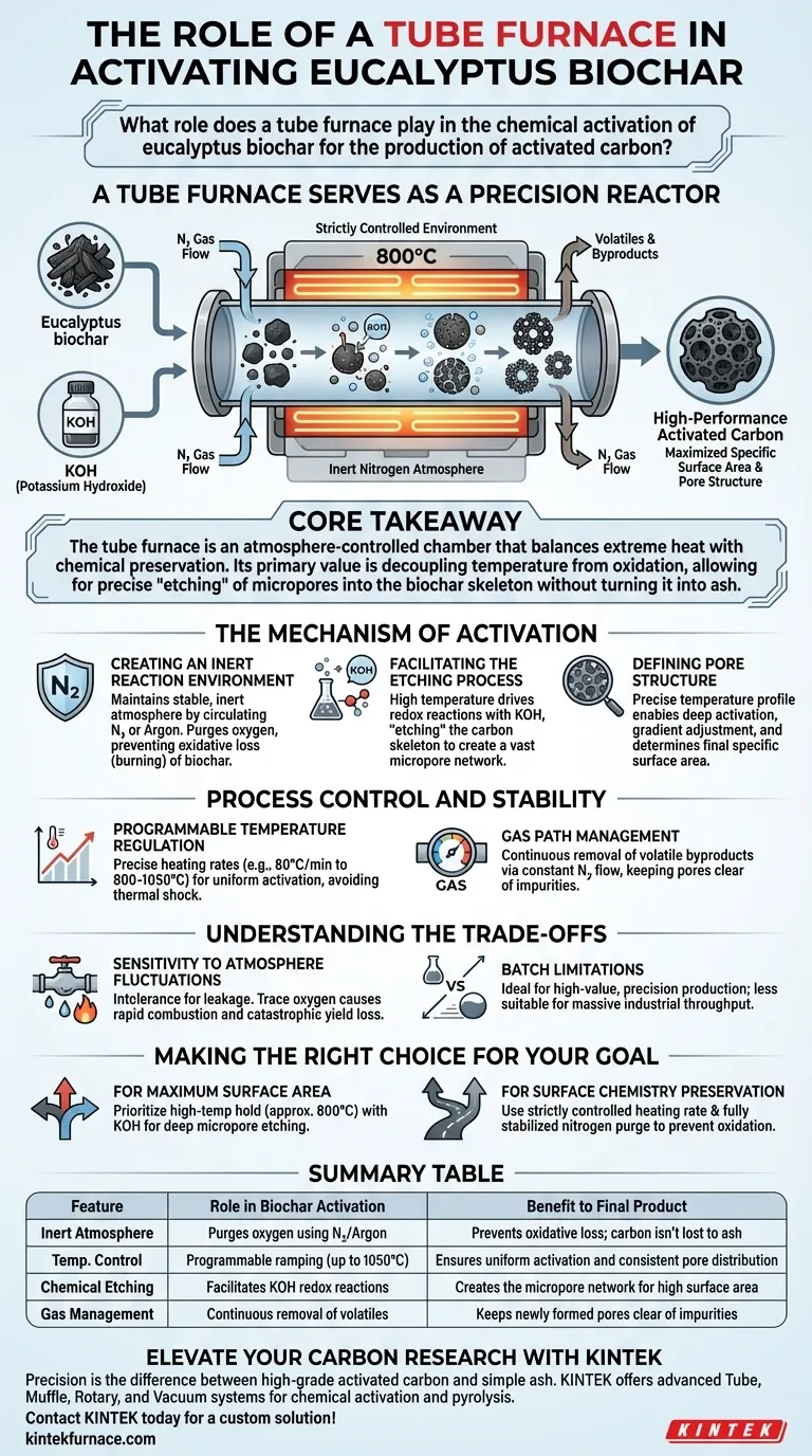Какую роль играет трубчатая печь в химической активации биочара из эвкалипта? Точная термическая активация Визуальное руководство