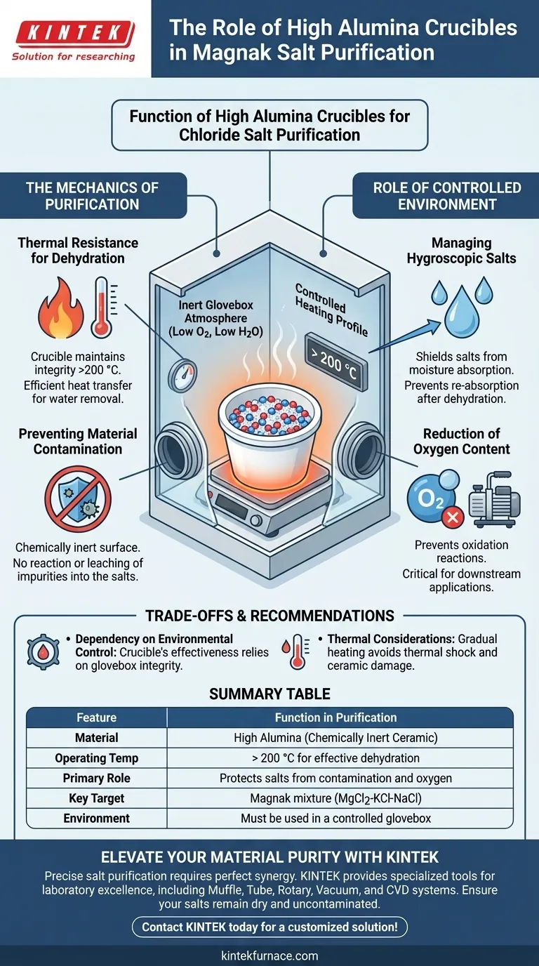 Was ist die Funktion eines Hochtonerdeltopfes bei der Reinigung von Salzen mit Chloriden? Schutz der Reinheit und thermischen Stabilität Visuelle Anleitung