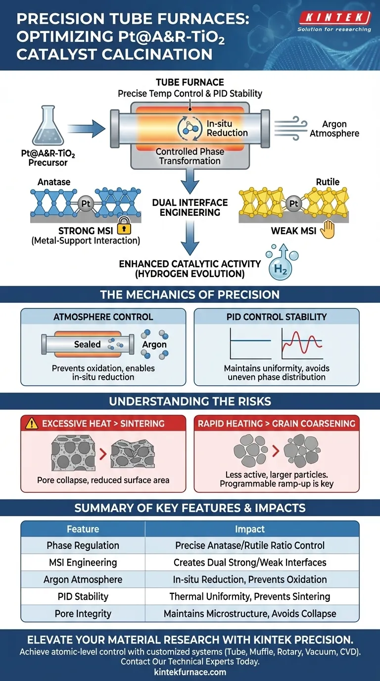为什么 Pt@A&R-TiO2 煅烧需要精确控温的管式炉？优化催化剂相 图解指南