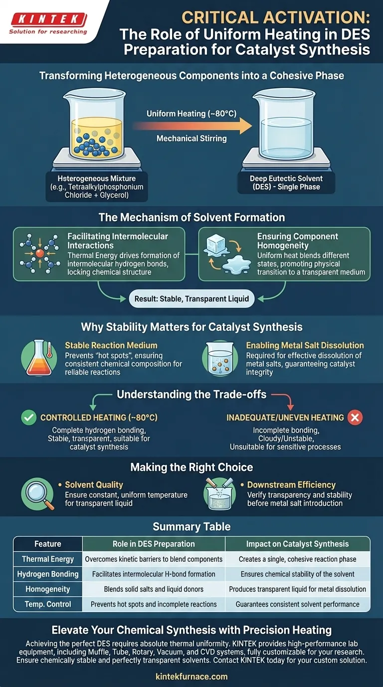 提供均匀加热环境的作用是什么？实现完美的深共熔溶剂形成 图解指南