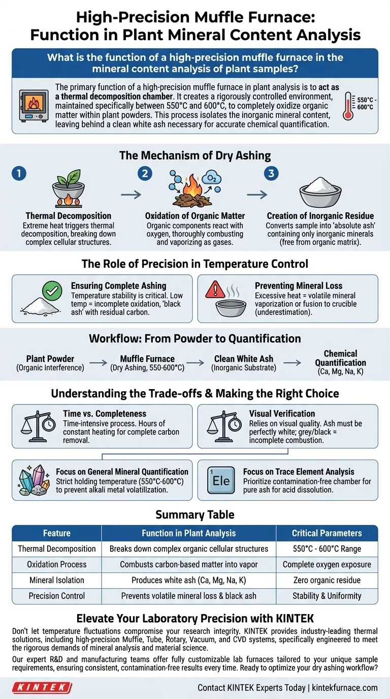 식물 샘플 분석에서 고정밀 머플로의 기능은 무엇인가요? 정확한 데이터를 위한 순수 재 생성 시각적 가이드