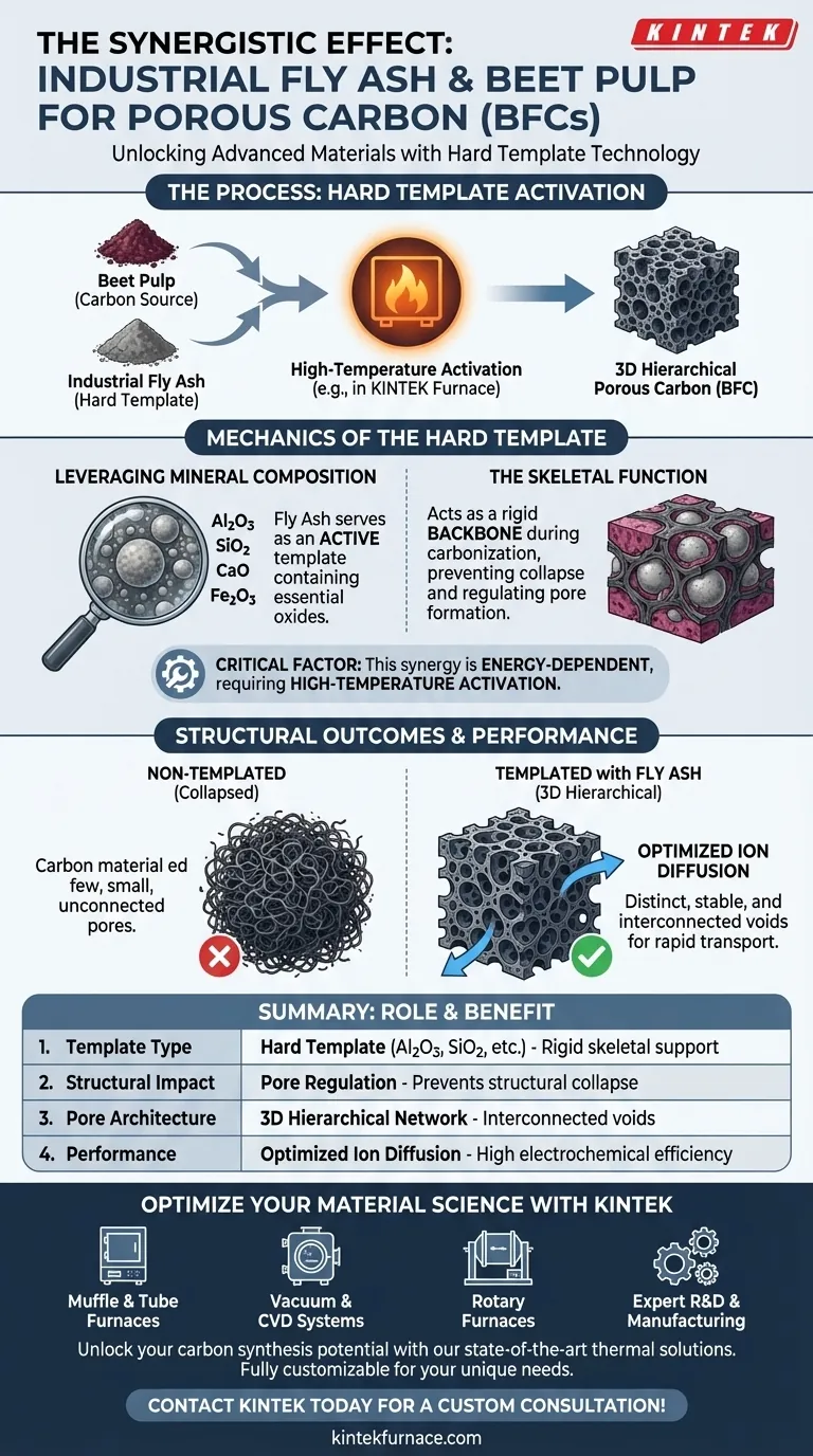 工业粉煤灰在甜菜渣多孔碳中的协同作用是什么？增强三维结构性能 图解指南