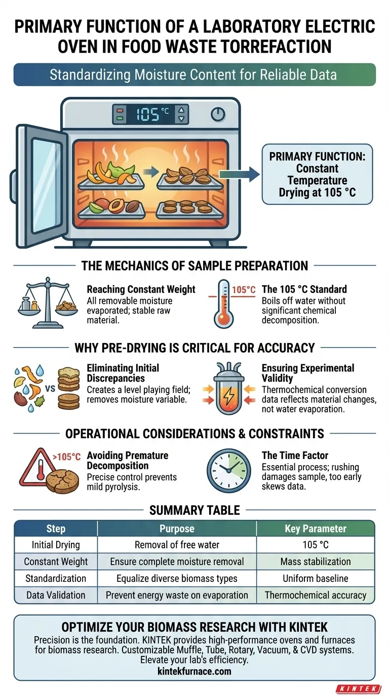 食品廃棄物のトーションにおける実験用電気オーブンの主な機能は何ですか？正確なサンプル準備を確保する ビジュアルガイド