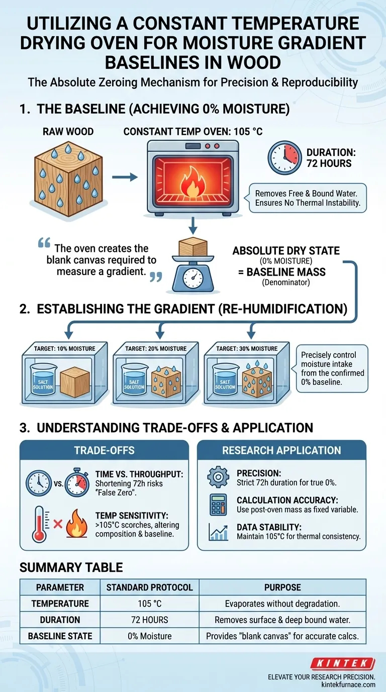 一定温度乾燥オーブンは、木材の含水率勾配を確立するためにどのように利用されますか？ベースラインをマスターする ビジュアルガイド