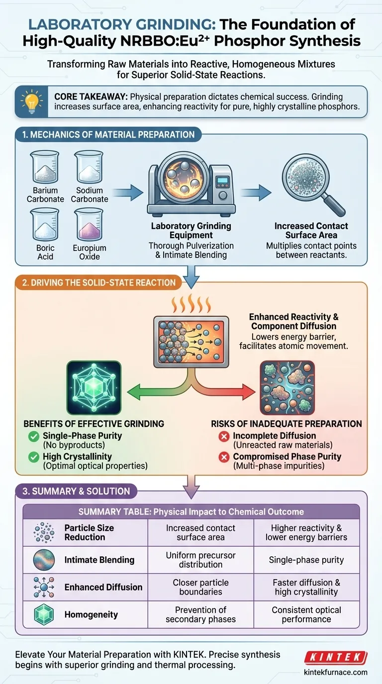 实验室研磨设备在NRBBO:Eu2+荧光粉的制备中有何益处？优化您的材料合成 图解指南