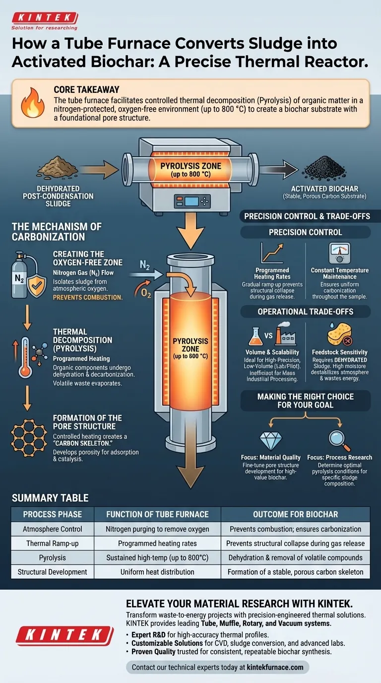 管式炉在污泥转化为生物炭的过程中起什么作用？掌握精确热解技术 图解指南