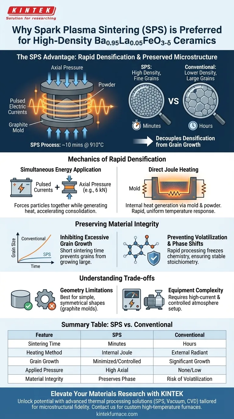 为什么火花等离子烧结 (SPS) 是 Ba0.95La0.05FeO3-δ 陶瓷的首选方法？ 快速实现高密度 图解指南
