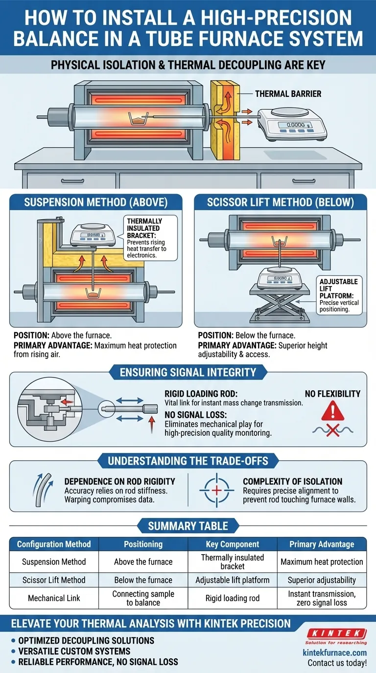 高精度实验室天平如何安装在管式炉中？掌握热隔离以获得精确数据 图解指南