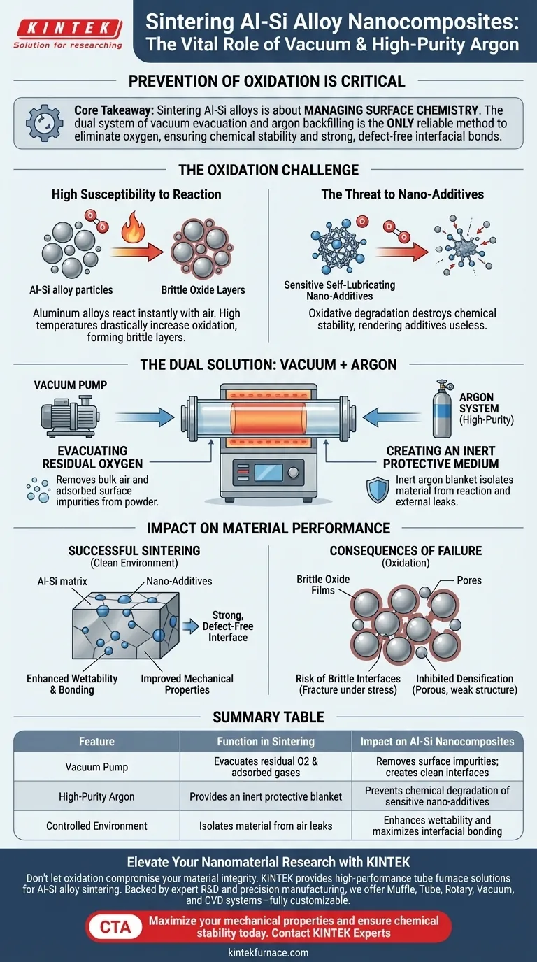 为什么管式炉必须配备真空泵和氩气系统？烧结高纯度铝硅纳米复合材料 图解指南