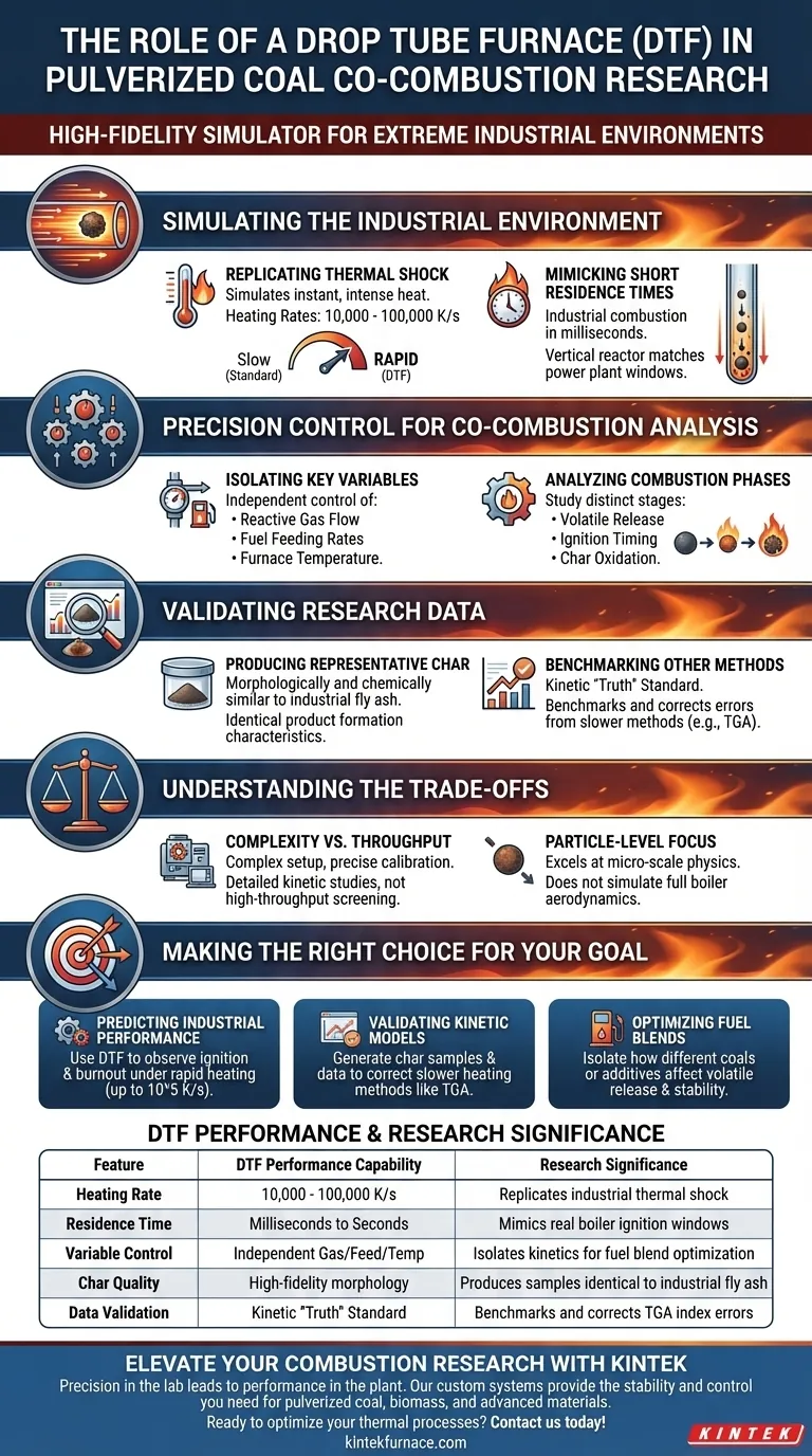 滴管炉 (DTF) 在混燃研究中扮演什么角色？模拟高保真工业条件 图解指南