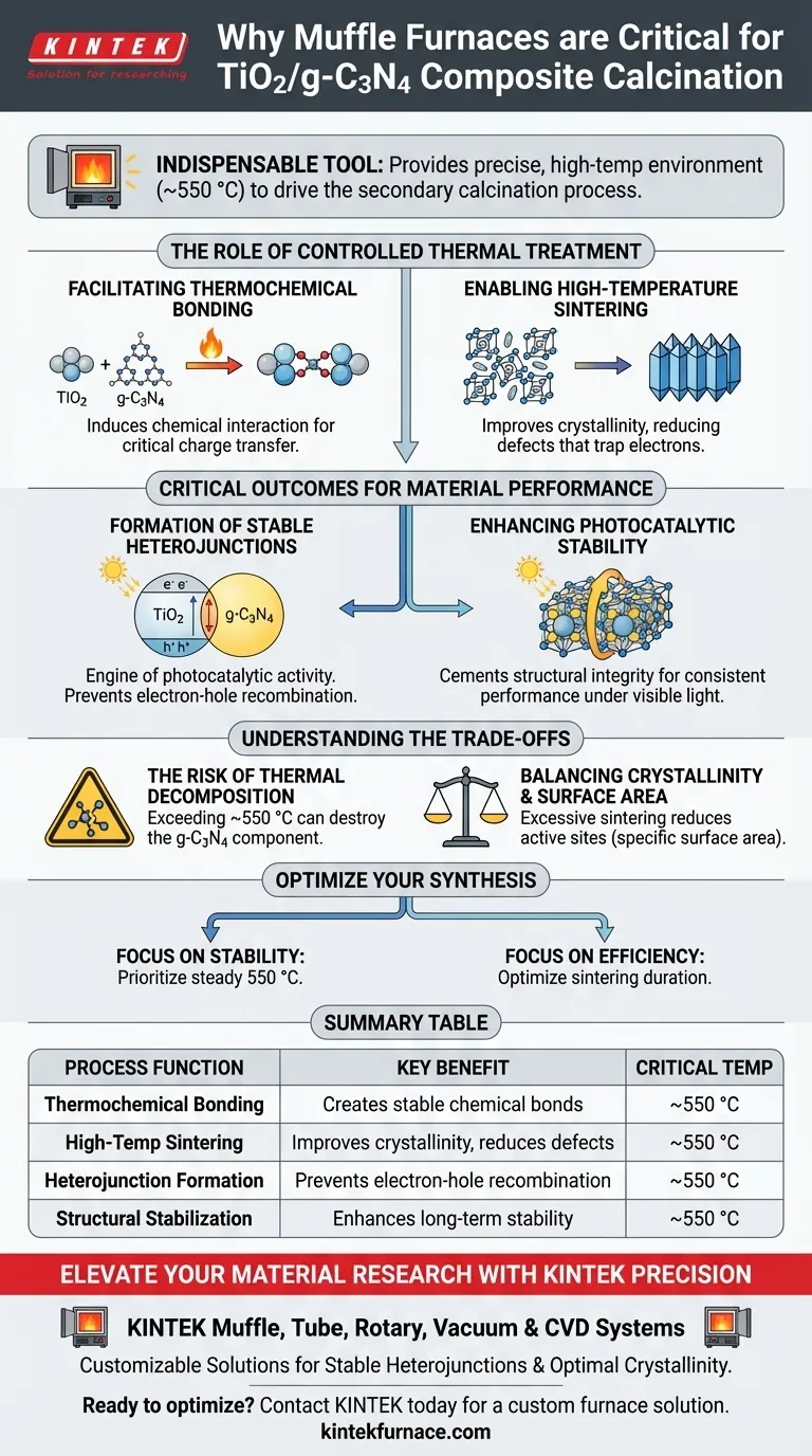 TiO2/g-C3N4의 하소 단계에서 머플로의 사용이 중요한 이유는 무엇인가요? 마스터 복합 합성 시각적 가이드