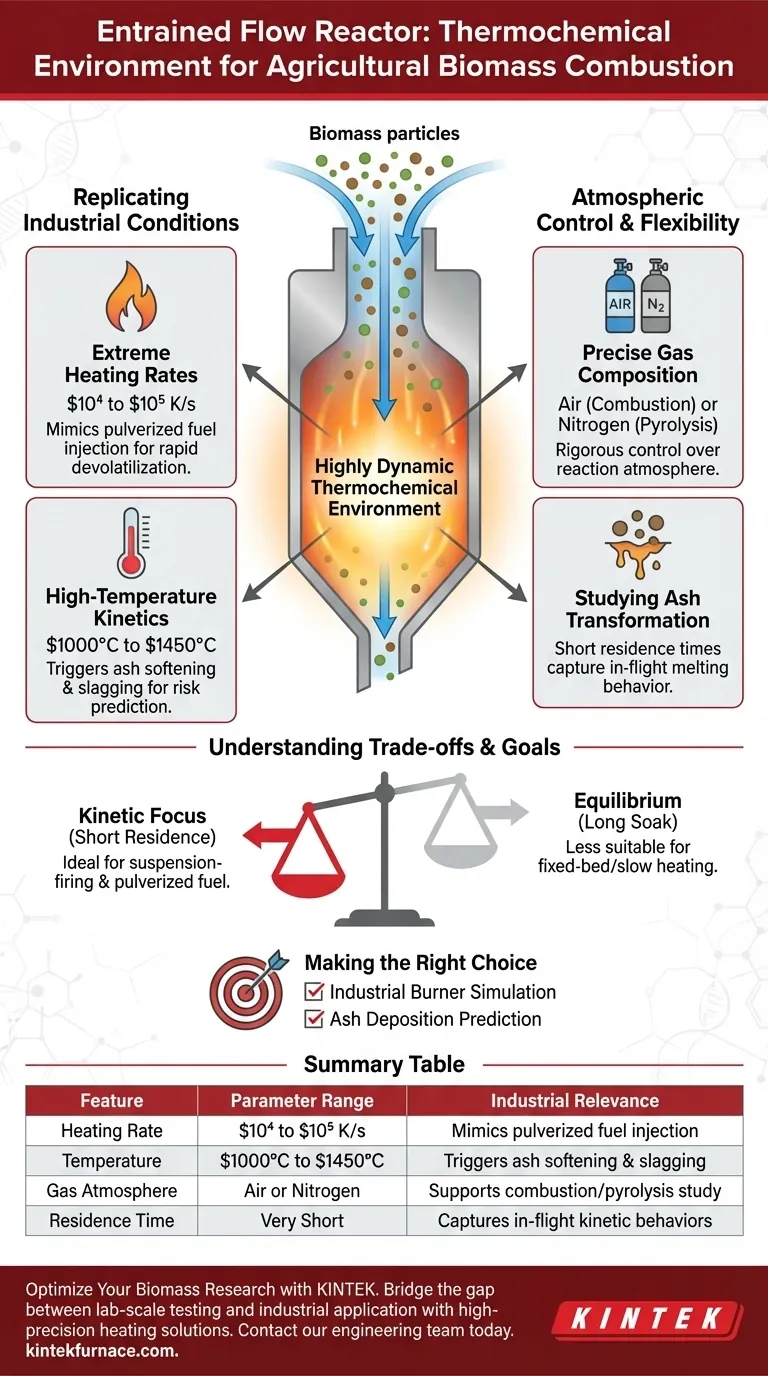 ¿Qué entorno termoquímico proporciona un reactor de flujo arrastrado? Simulación de la combustión industrial de biomasa Guía Visual