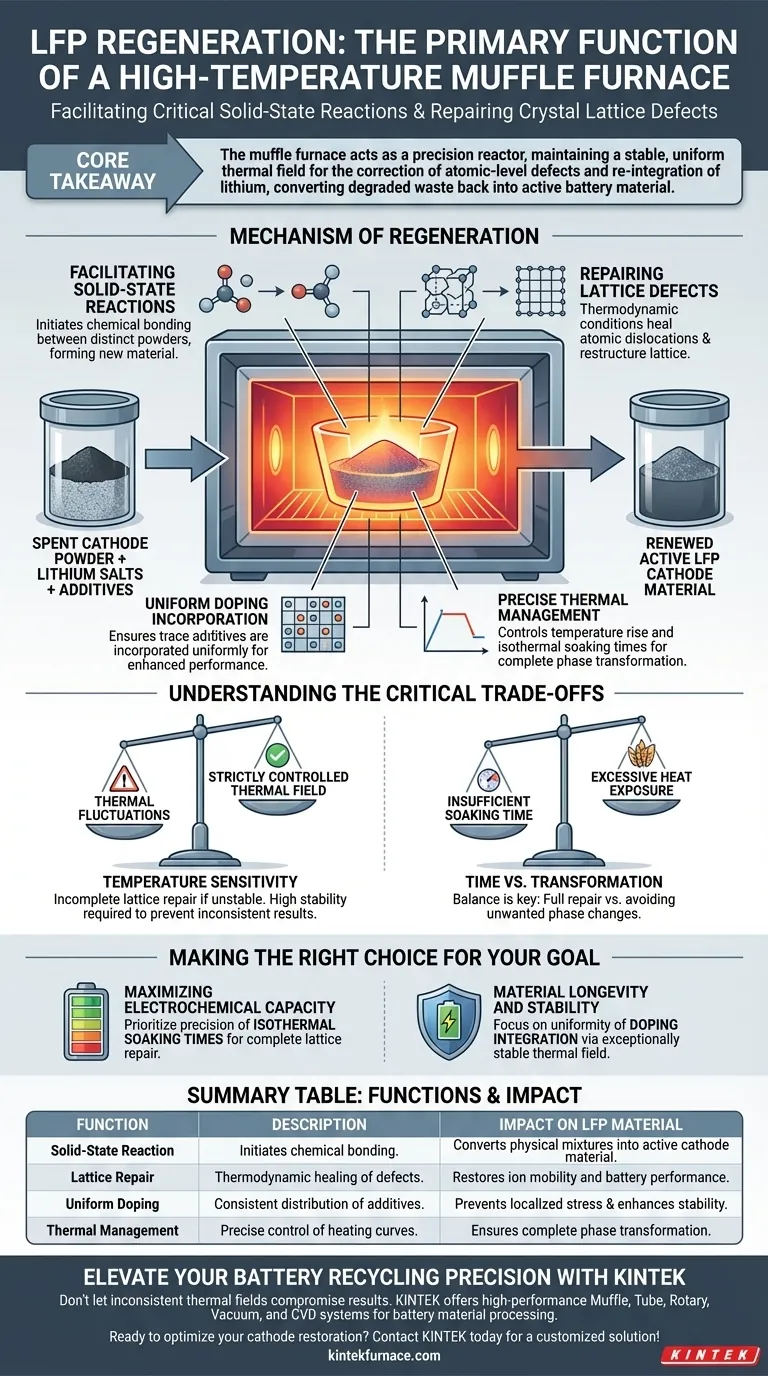 高温马弗炉在 LFP 再生中的主要功能是什么？精确修复电池寿命 图解指南