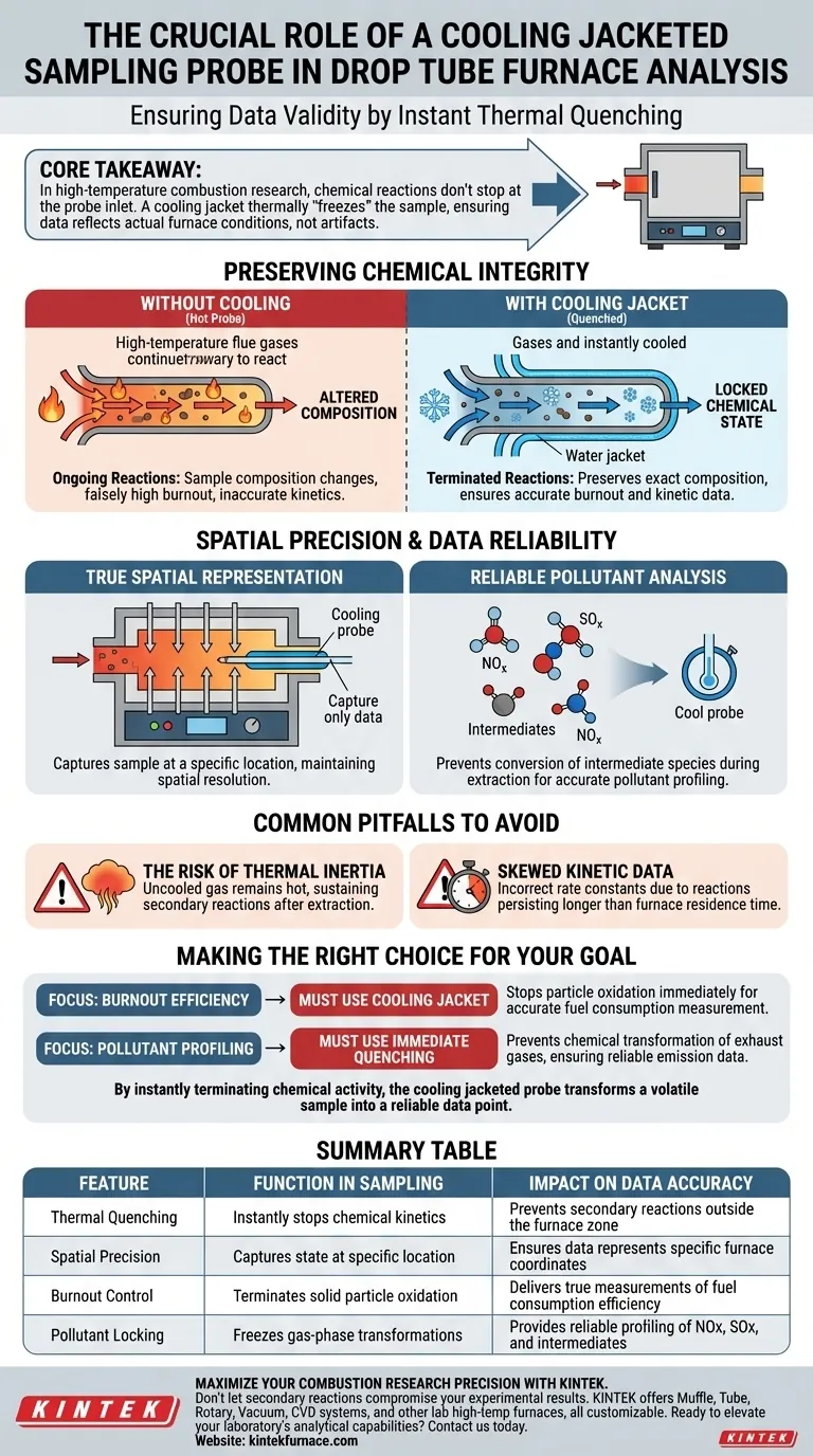 使用带冷却夹套的采样探针的重要性是什么？确保滴管炉数据的准确性 图解指南
