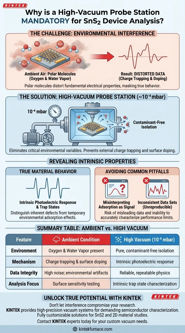 为什么高真空探针台对于 SnS2 分析是必需的？确保纯粹的电气特性表征 图解指南
