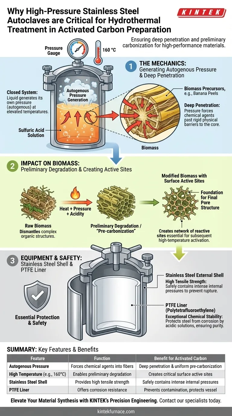 활성탄에 고압 스테인리스강 오토클레이브가 필요한 이유는 무엇인가요? 고성능 탄소 합성의 잠재력을 발휘하세요. 시각적 가이드