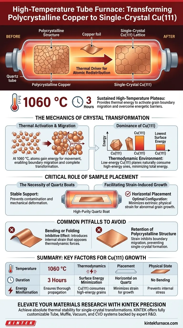 Cu(111) 변환에서 고온 튜브 퍼니스의 기능은 무엇인가요? 원자 수준의 정밀도를 달성하세요. 시각적 가이드