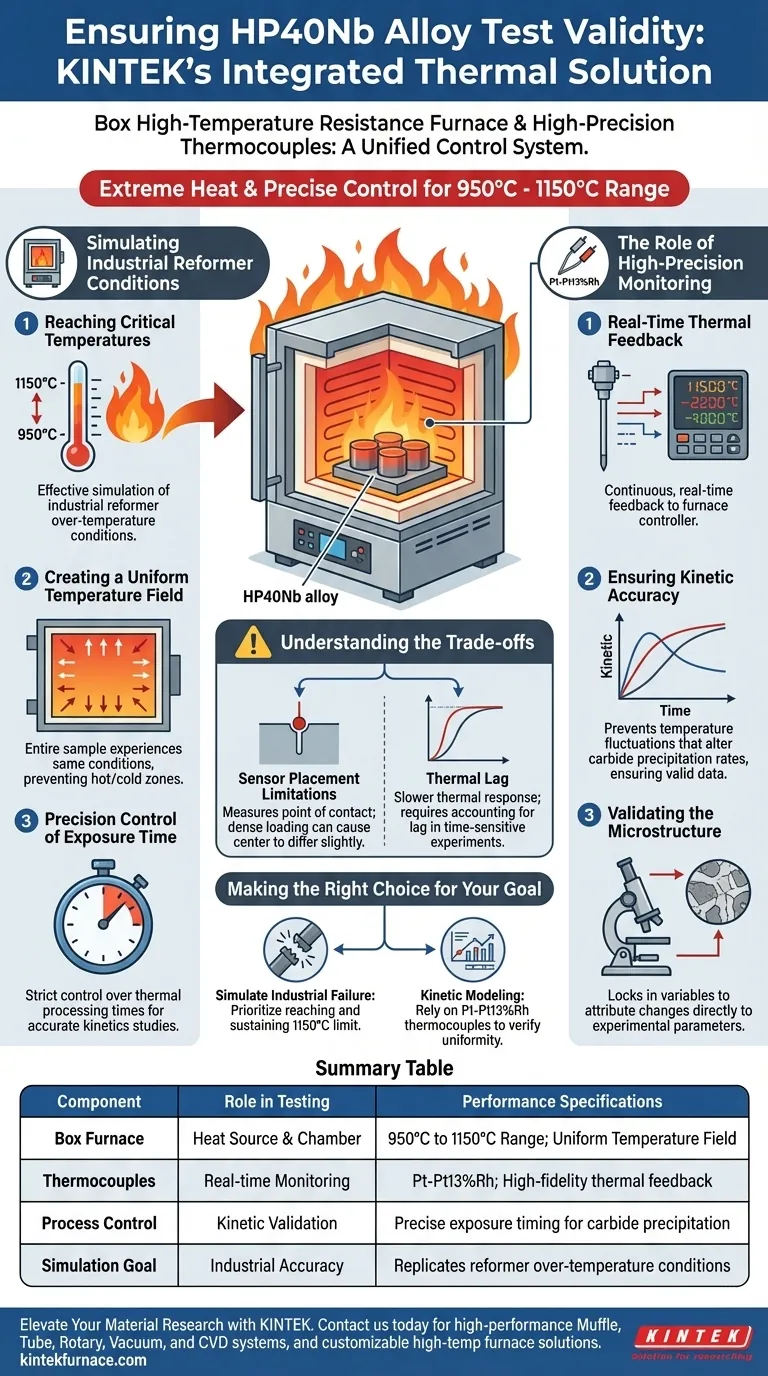 كيف تضمن أفران الصندوق ذات درجة الحرارة العالية والمزدوجات الحرارية دقة اختبار سبيكة HP40Nb؟ إتقان الاستقرار الحراري دليل مرئي
