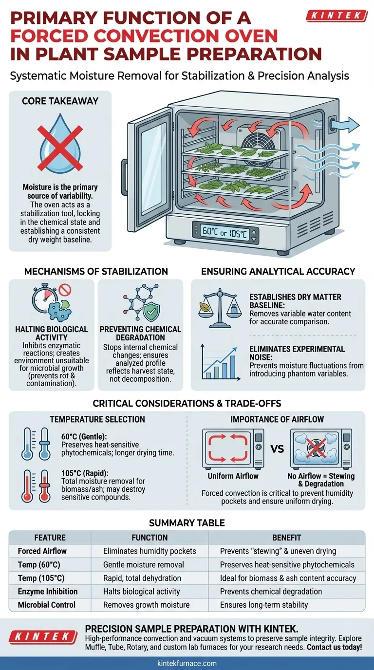 ما هي الوظيفة الأساسية لفرن الحمل القسري في تحضير عينات النبات؟ ضمان دقة البيانات في كل مرة دليل مرئي