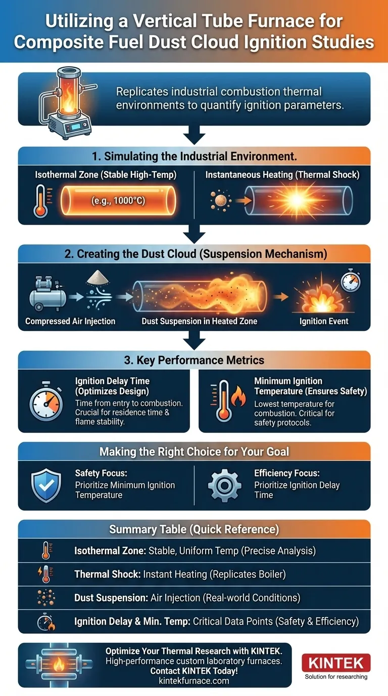 Como um Forno de Tubo Vertical é usado para estudos de ignição de poeira de combustível? Modelo de Combustão Industrial com Precisão Guia Visual
