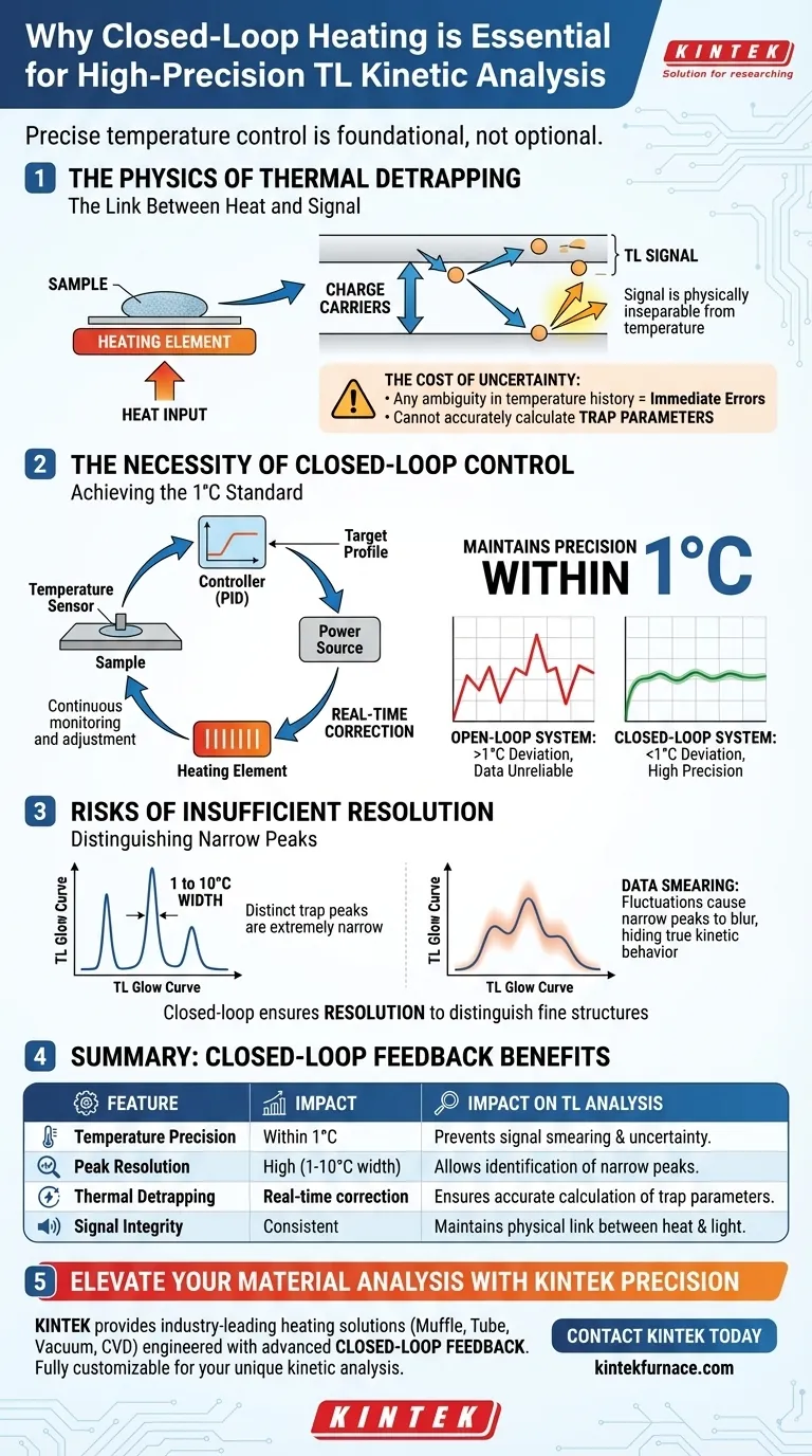 TL分析において、クローズドループフィードバックを備えた加熱システムが不可欠なのはなぜですか？高精度キネティクスを実現するための精密なヒント ビジュアルガイド