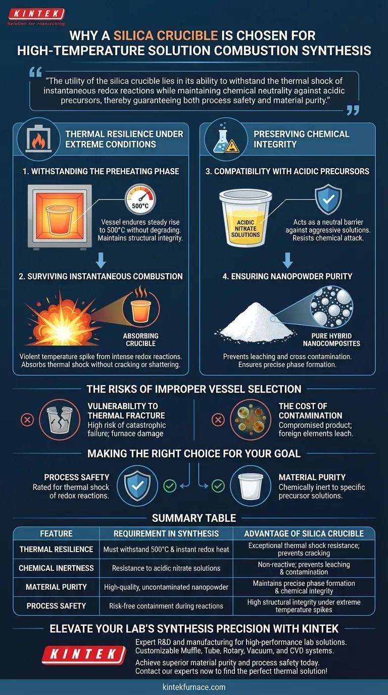 Warum wird ein Siliziumdioxid-Tiegel als Reaktionsgefäß ausgewählt? Gewährleistung von Stabilität und Reinheit bei Hochtemperatursynthesen Visuelle Anleitung