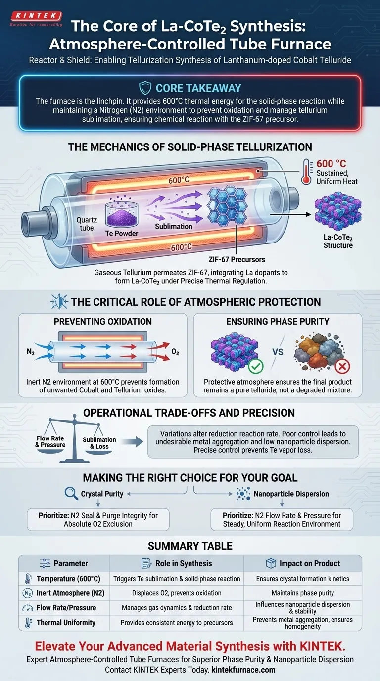 ¿Por qué se utiliza un horno tubular de atmósfera controlada para la síntesis de La-CoTe2? Domina tu proceso de teluración hoy mismo Guía Visual