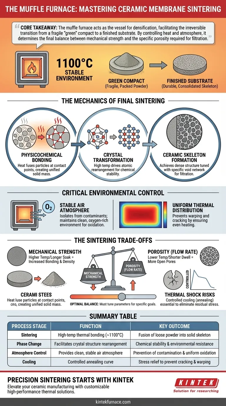 Qual função um forno mufla de alta temperatura desempenha na preparação de substratos de membrana cerâmica? Guia Visual