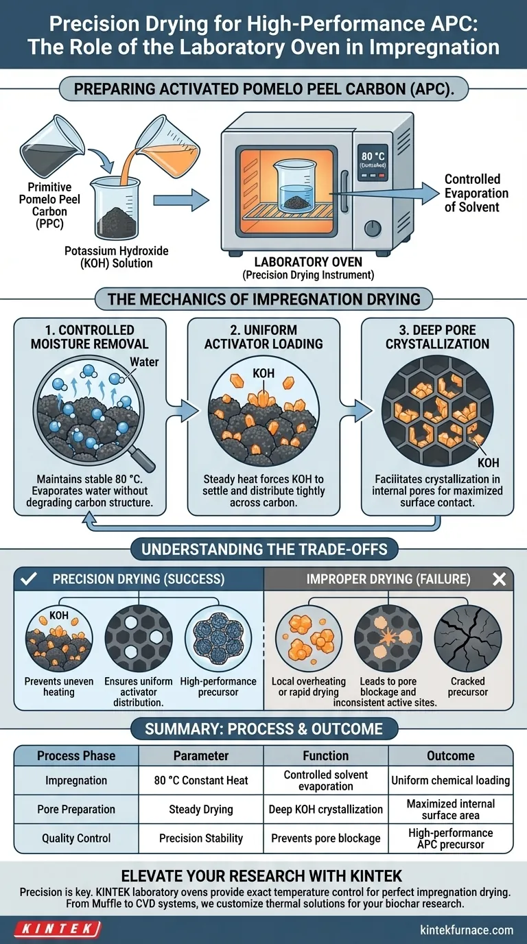 ¿Cómo se utiliza un horno de laboratorio durante la etapa de impregnación de la preparación de APC? Optimizar la activación del biocarbón Guía Visual