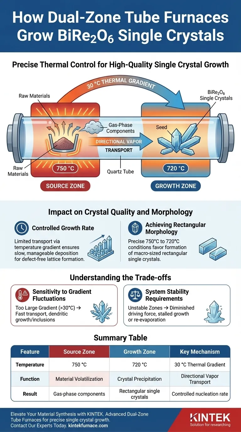 双区管式炉如何促进BiRe2O6单晶的生长？精确梯度控制详解 图解指南