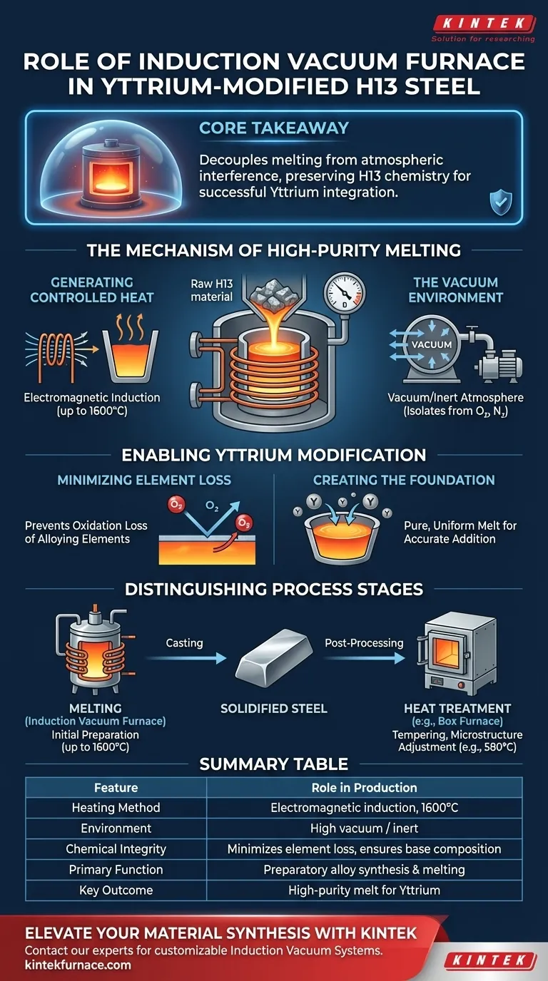 ¿Qué papel juega un horno de vacío por inducción en el acero H13 modificado con itrio? Maestría en la Fusión de Aleaciones de Precisión Guía Visual