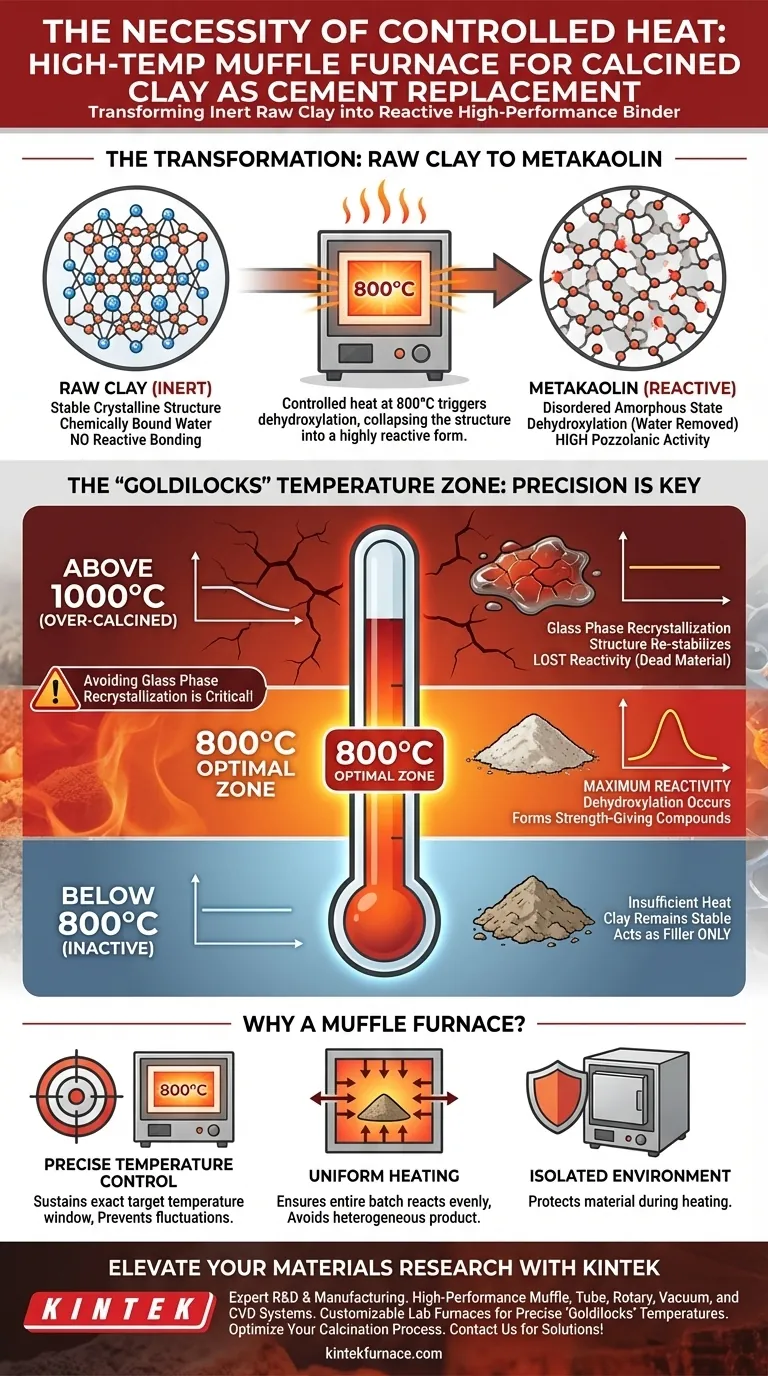 焼成粘土にマッフル炉での精密な熱処理が必要なのはなぜですか？ 最適なポゾラン反応性を達成するため ビジュアルガイド