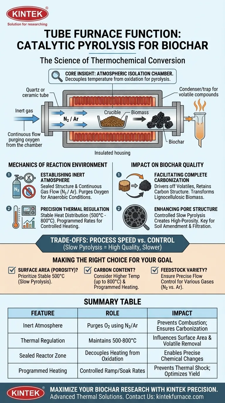 管式炉在生物炭生产的催化热解过程中是如何运作的？提高碳化质量 图解指南