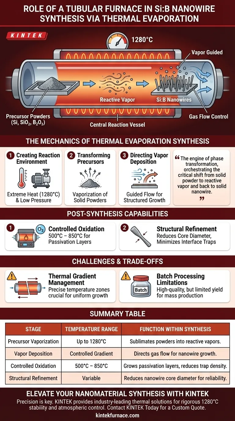 管式炉在 Si:B 纳米线的合成中起什么作用？驱动热蒸发和生长 图解指南