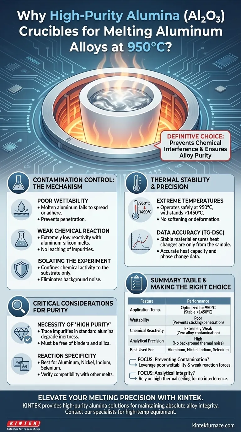 950℃でアルミニウム合金を溶解する際に高純度アルミナ（Al2O3）るつぼが使用されるのはなぜですか？純粋な金属の完全性を確保する ビジュアルガイド