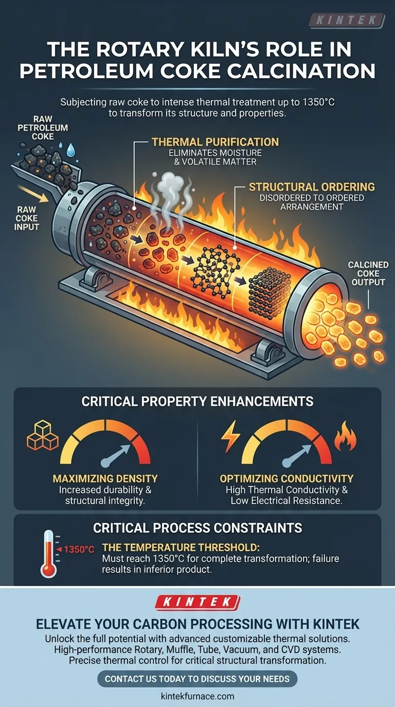 석유 코크스 하소 공정에서 회전 가마의 주요 기능은 무엇입니까? 고밀도 탄소 잠금 해제 시각적 가이드